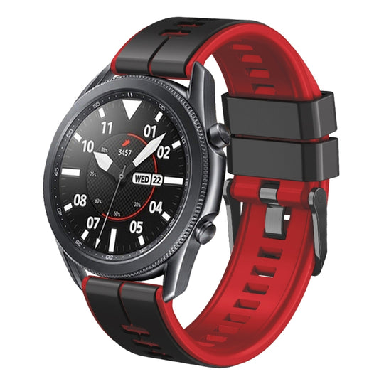 20mm Universal Vertical Line Two-Color Silicone Watch Band(Black+Red) - 20mm Bands by PMC Jewellery | Online Shopping South Africa | PMC Jewellery | Buy Now Pay Later Mobicred