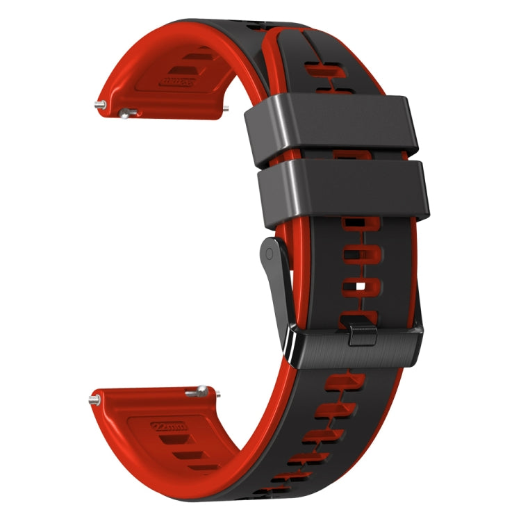 20mm Universal Vertical Line Two-Color Silicone Watch Band(Black+Red)
