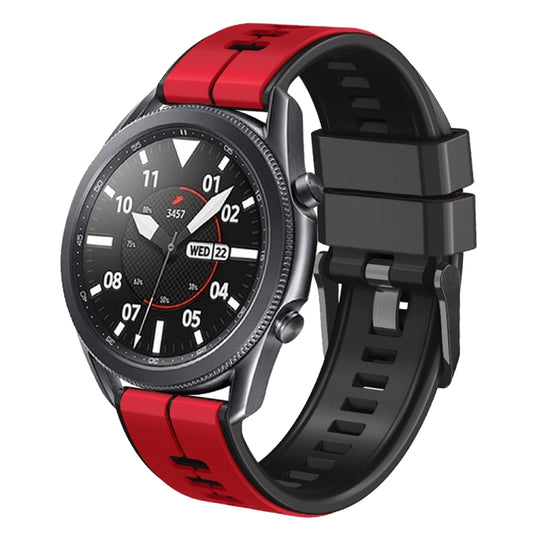 20mm Universal Vertical Line Two-Color Silicone Watch Band(Red+Black) - 20mm Bands by PMC Jewellery | Online Shopping South Africa | PMC Jewellery | Buy Now Pay Later Mobicred