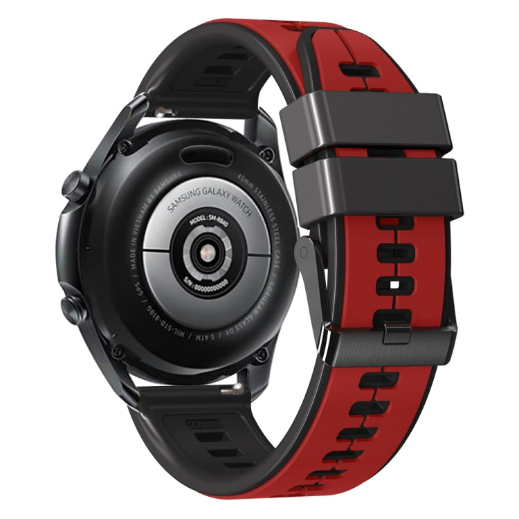 20mm Universal Vertical Line Two-Color Silicone Watch Band(Red+Black)