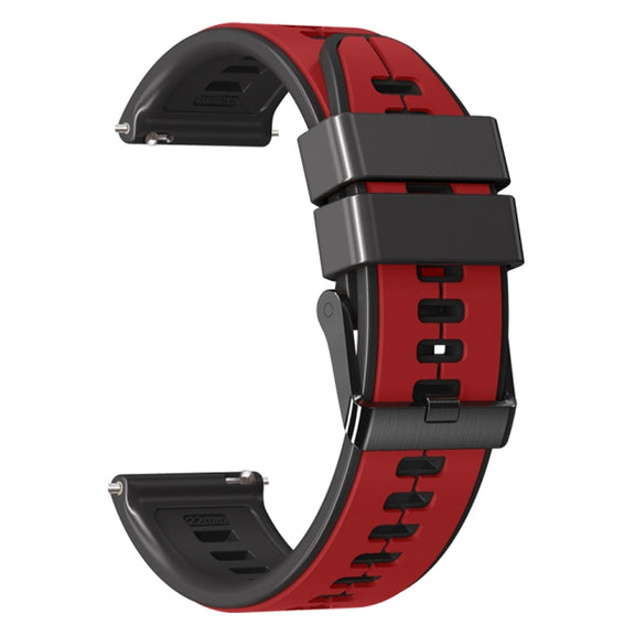 20mm Universal Vertical Line Two-Color Silicone Watch Band(Red+Black)