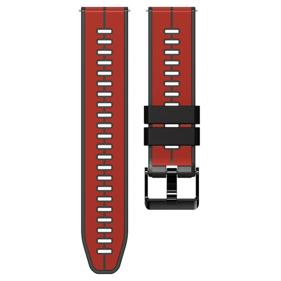 20mm Universal Vertical Line Two-Color Silicone Watch Band(Red+Black)