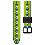 20mm Universal Vertical Line Two-Color Silicone Watch Band(Lime+Blue)