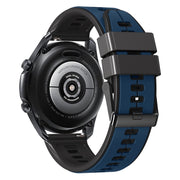 20mm Universal Vertical Line Two-Color Silicone Watch Band(Dark Blue+Black)