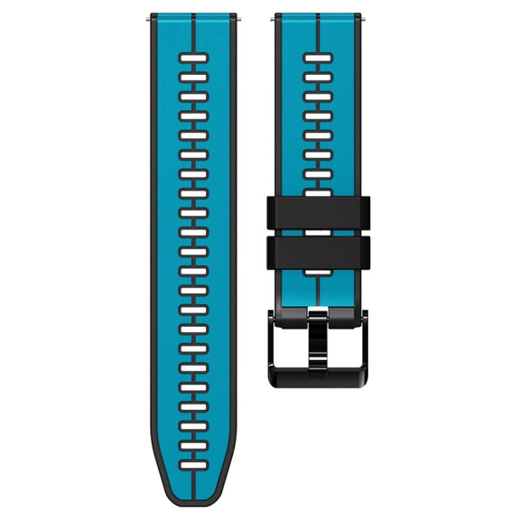 20mm Universal Vertical Line Two-Color Silicone Watch Band(Sky Blue+Black)
