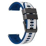 22mm Universal Vertical Line Two-Color Silicone Watch Band(White+Dark Blue)