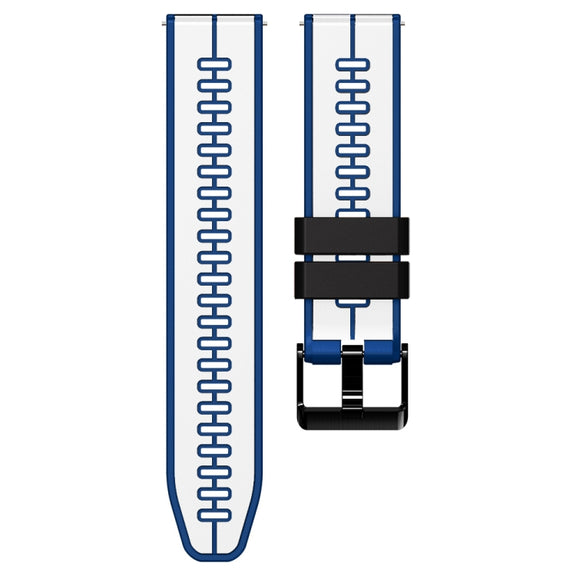 22mm Universal Vertical Line Two-Color Silicone Watch Band(White+Dark Blue)