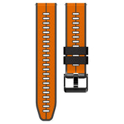 22mm Universal Vertical Line Two-Color Silicone Watch Band(Orange+Black)