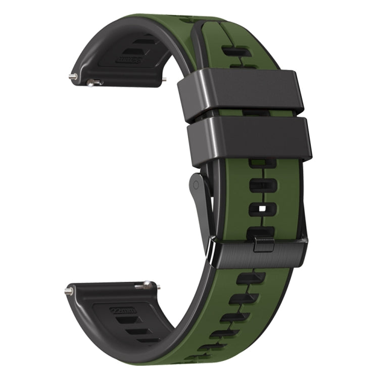 22mm Universal Vertical Line Two-Color Silicone Watch Band(Army Green+Black)