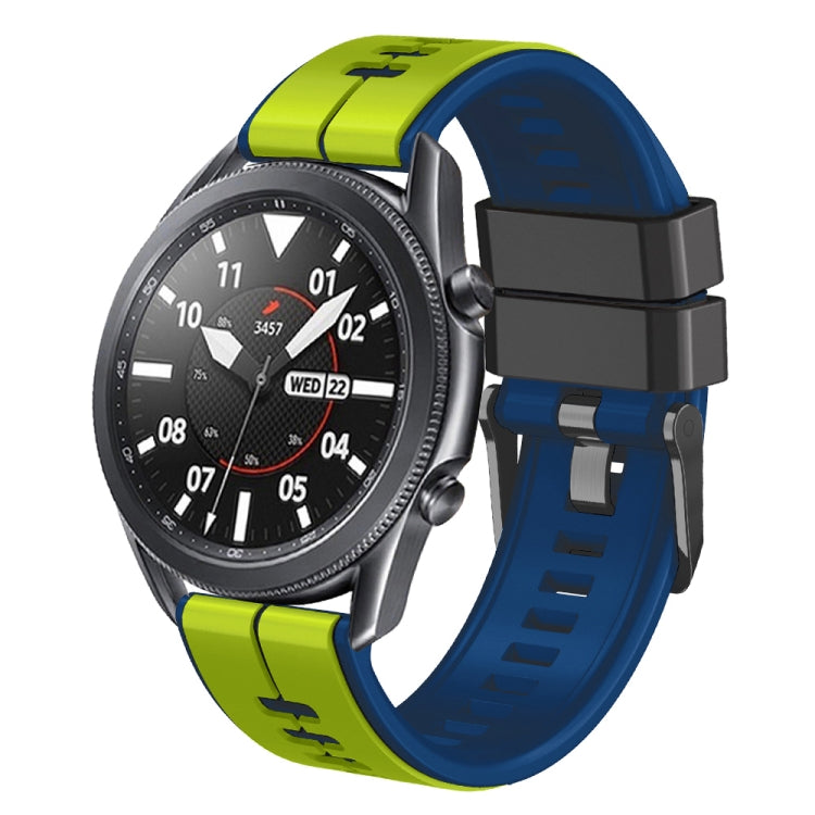 22mm Universal Vertical Line Two-Color Silicone Watch Band(Lime+Blue) - Smart Wear by PMC TechLife | Online Shopping South Africa | PMC TechLife