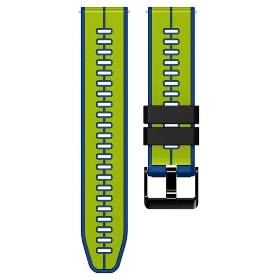 22mm Universal Vertical Line Two-Color Silicone Watch Band(Lime+Blue)