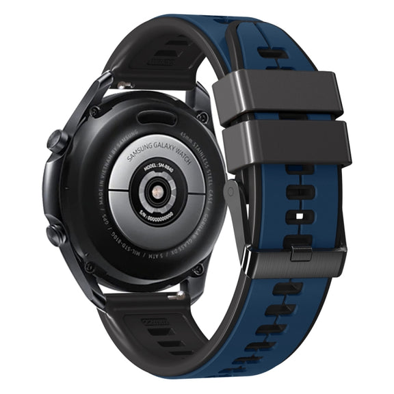 22mm Universal Vertical Line Two-Color Silicone Watch Band(Dark Blue+Black)