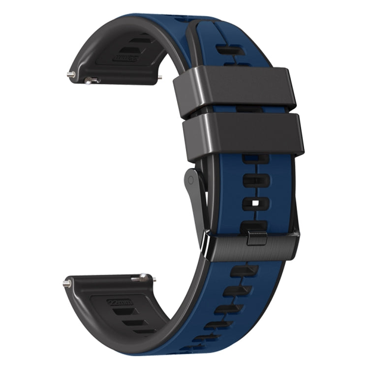 22mm Universal Vertical Line Two-Color Silicone Watch Band(Dark Blue+Black)