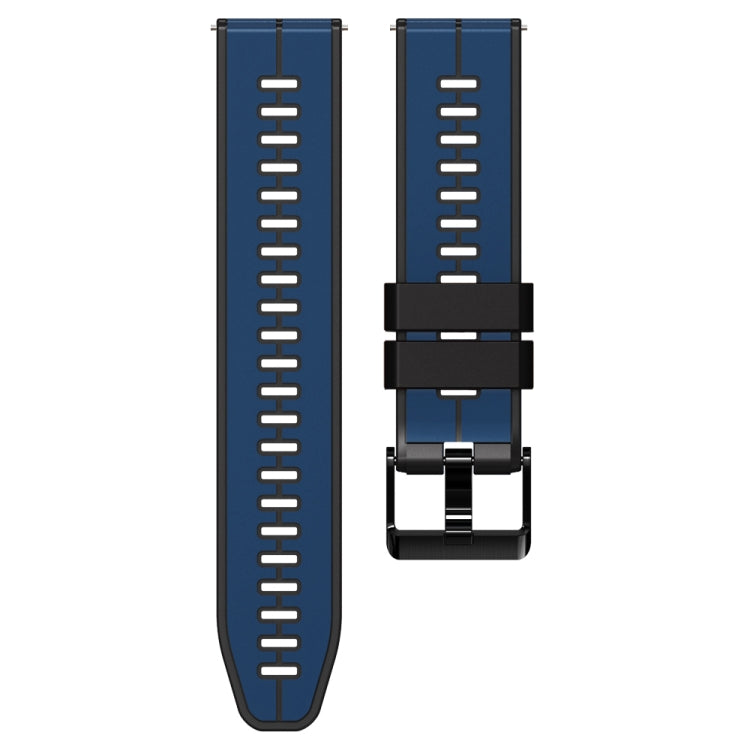 22mm Universal Vertical Line Two-Color Silicone Watch Band(Dark Blue+Black)