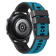 22mm Universal Vertical Line Two-Color Silicone Watch Band(Sky Blue+Black)