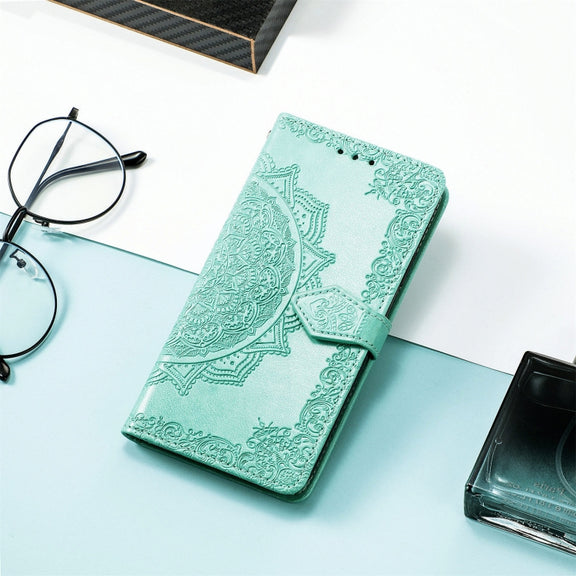 For Xiaomi Redmi 12C Mandala Flower Embossed Leather Phone Case(Green)
