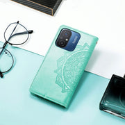 For Xiaomi Redmi 12C Mandala Flower Embossed Leather Phone Case(Green)