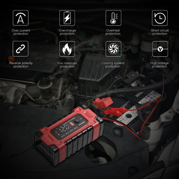 FOXSUR 12V / 24V / 10A Car / Motorcycle Battery Smart Repair Lead-acid Battery Charger, Plug Type:UK Plug - free shipping - PMC TechLife - Order now!