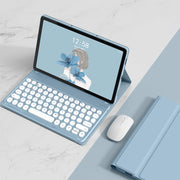 For Lenovo Tab M10 Plus 10.6 3rd Gen 2022 YM-LX106 Round Key Detachable Bluetooth Tablet Keyboard Leather Case with Mouse(Blue)