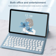 For Lenovo Tab M10 Plus 10.6 3rd Gen 2022 YM-LX106 Round Key Detachable Bluetooth Tablet Keyboard Leather Case with Mouse(Blue)