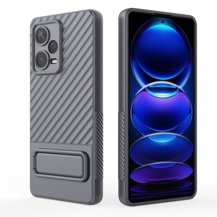 For Xiaomi Redmi Note 12 Pro+ Global Wavy Texture TPU Phone Case with Lens Film(Grey)