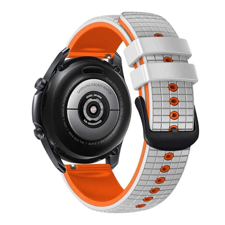 20mm Universal Mesh Two-Tone Silicone Watch Band(White Orange)