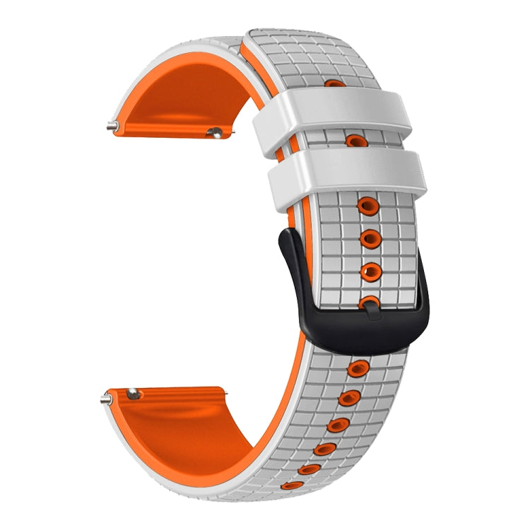 20mm Universal Mesh Two-Tone Silicone Watch Band(White Orange)