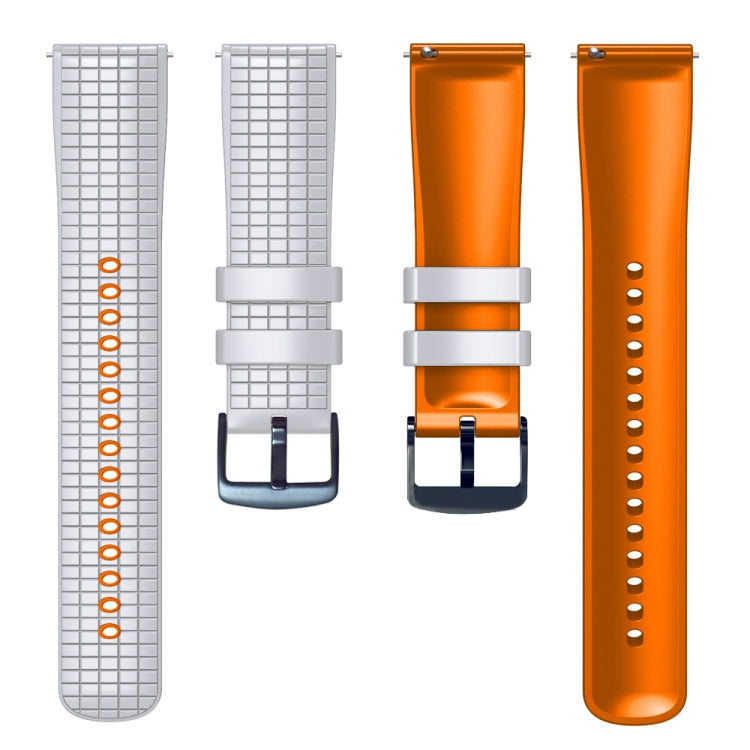 20mm Universal Mesh Two-Tone Silicone Watch Band(White Orange) - Smart Wear by PMC TechLife | Online Shopping South Africa | PMC TechLife