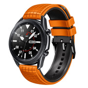 20mm Universal Mesh Two-Tone Silicone Watch Band(Orange Black)