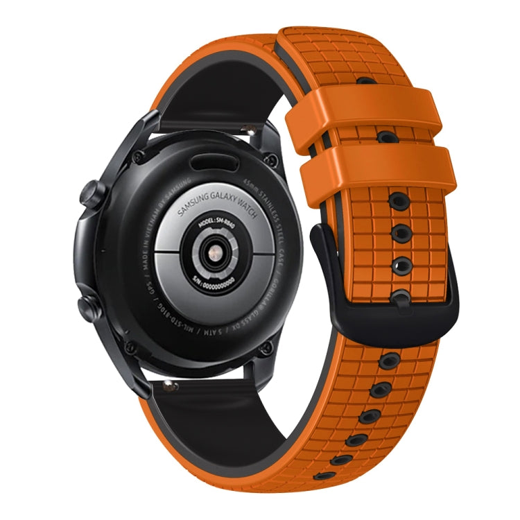 20mm Universal Mesh Two-Tone Silicone Watch Band(Orange Black)
