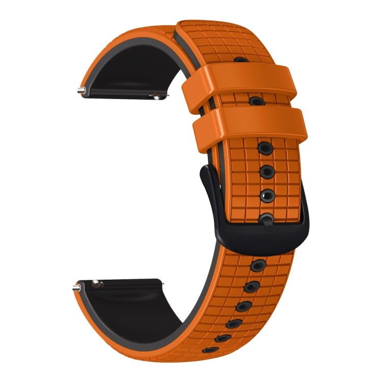 20mm Universal Mesh Two-Tone Silicone Watch Band(Orange Black)