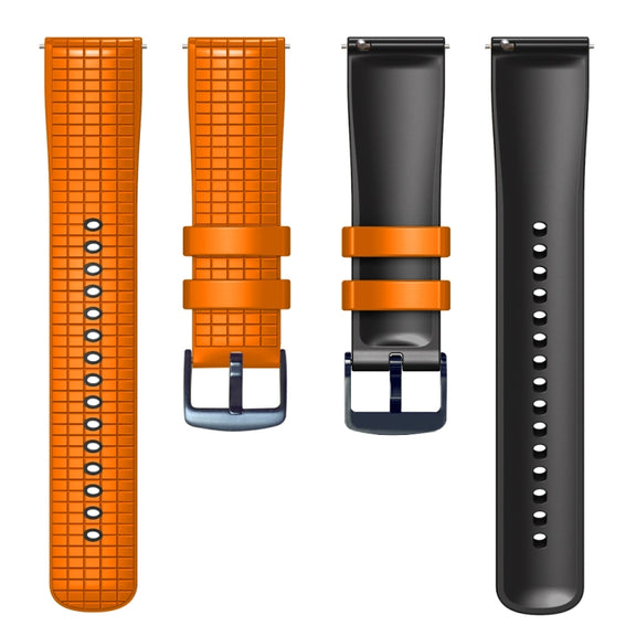 20mm Universal Mesh Two-Tone Silicone Watch Band(Orange Black)