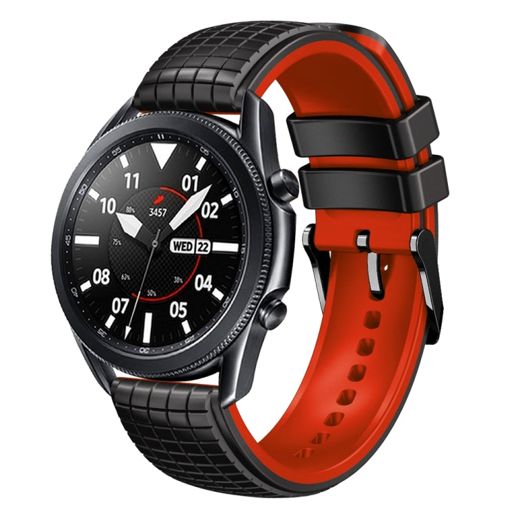 20mm Universal Mesh Two-Tone Silicone Watch Band(Black Red) - Smart Wear by PMC TechLife | Online Shopping South Africa | PMC TechLife