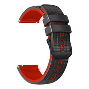 20mm Universal Mesh Two-Tone Silicone Watch Band(Black Red)