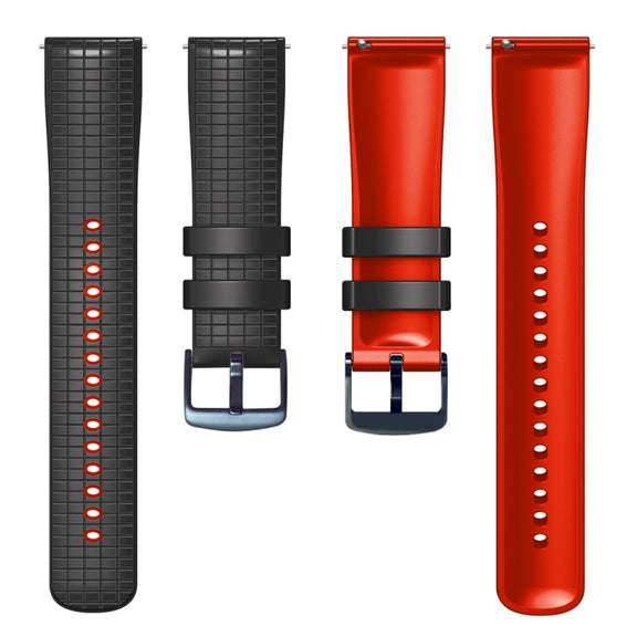 20mm Universal Mesh Two-Tone Silicone Watch Band(Black Red)