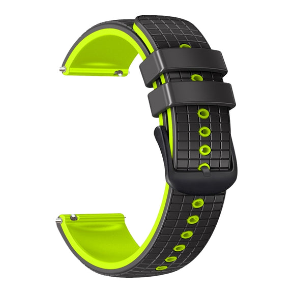 20mm Universal Mesh Two-Tone Silicone Watch Band(Black Lime)
