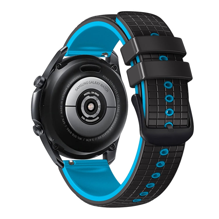 20mm Universal Mesh Two-Tone Silicone Watch Band(Black Sky Blue)