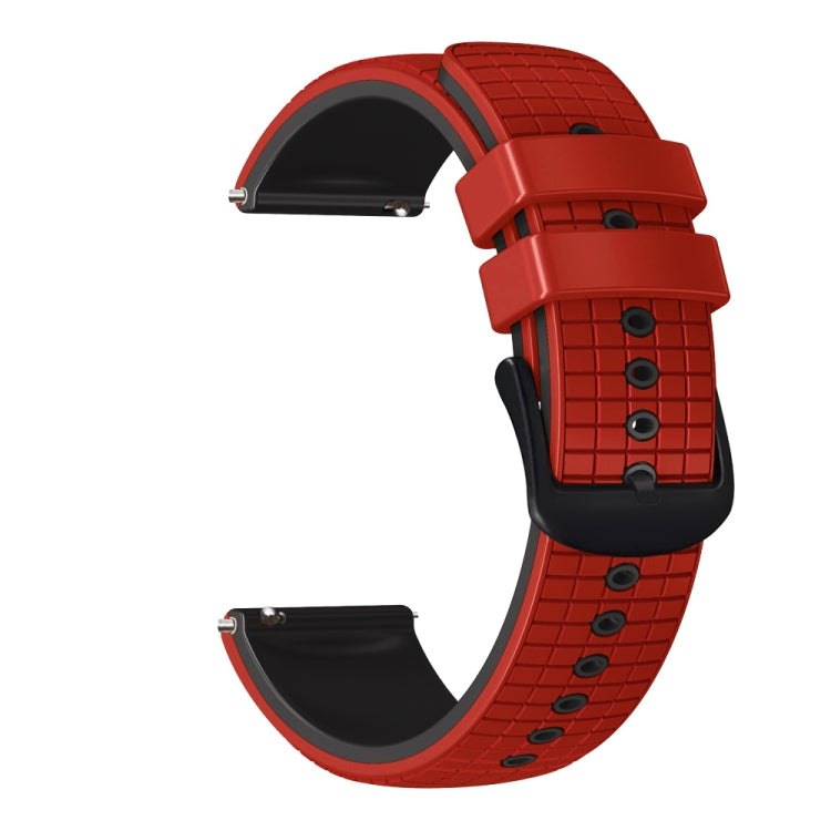 20mm Universal Mesh Two-Tone Silicone Watch Band(Red Black)
