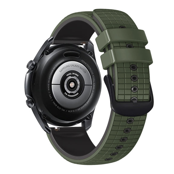 20mm Universal Mesh Two-Tone Silicone Watch Band(Army Green Black)