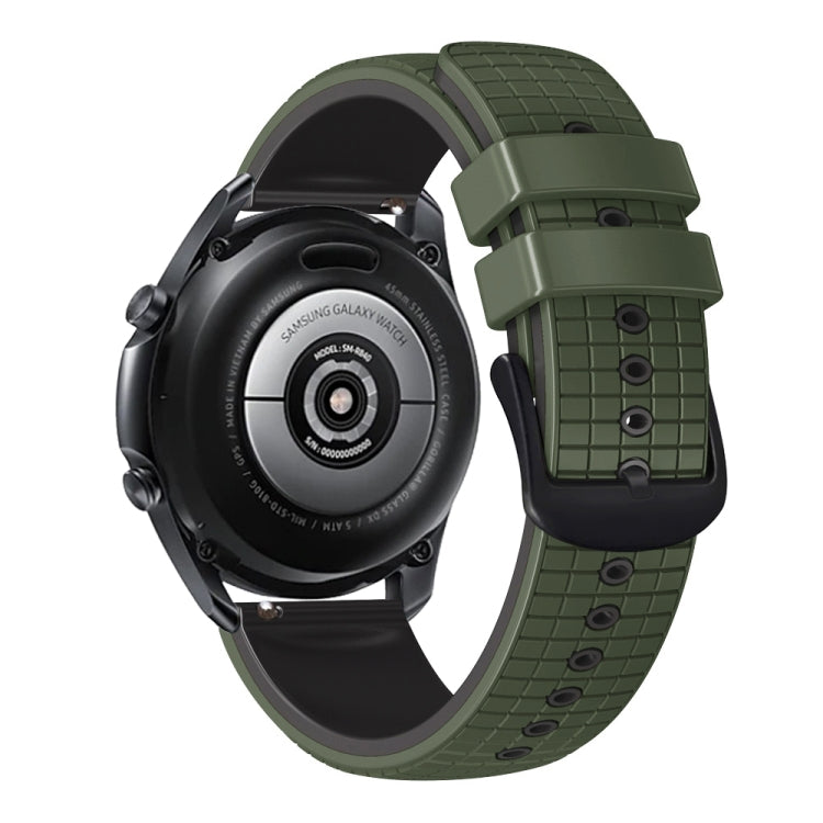 20mm Universal Mesh Two-Tone Silicone Watch Band(Army Green Black)