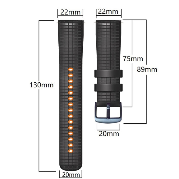 22mm Universal Mesh Two-Tone Silicone Watch Band(Red Black)
