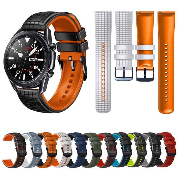 22mm Universal Mesh Two-Tone Silicone Watch Band(Black Red)