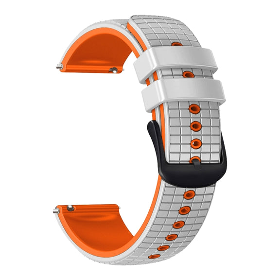 22mm Universal Mesh Two-Tone Silicone Watch Band(White Orange)