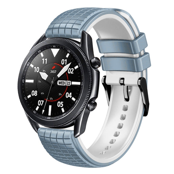 22mm Universal Mesh Two-Tone Silicone Watch Band(Blue White)