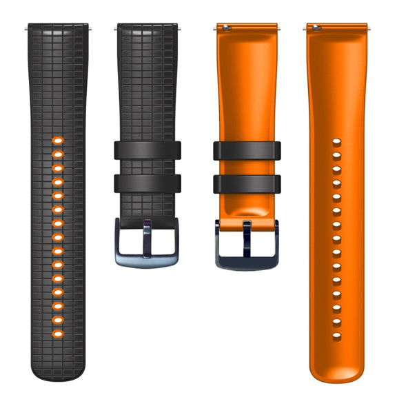 22mm Universal Mesh Two-Tone Silicone Watch Band(Black Orange)