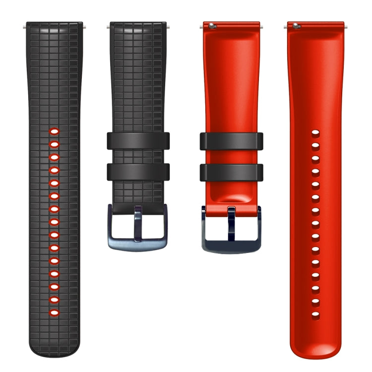 22mm Universal Mesh Two-Tone Silicone Watch Band(Black Red)