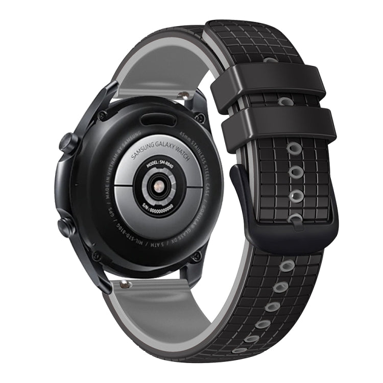 22mm Universal Mesh Two-Tone Silicone Watch Band(Black Gray)