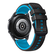 22mm Universal Mesh Two-Tone Silicone Watch Band(Black Sky Blue)