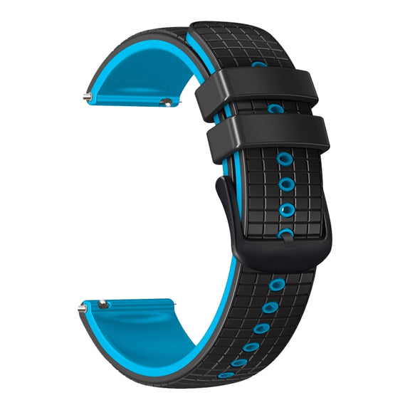 22mm Universal Mesh Two-Tone Silicone Watch Band(Black Sky Blue)
