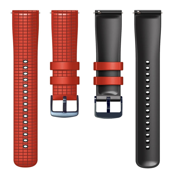 22mm Universal Mesh Two-Tone Silicone Watch Band(Red Black)
